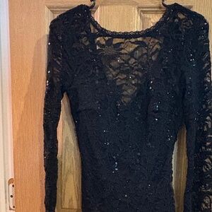 Black sequin lace dress